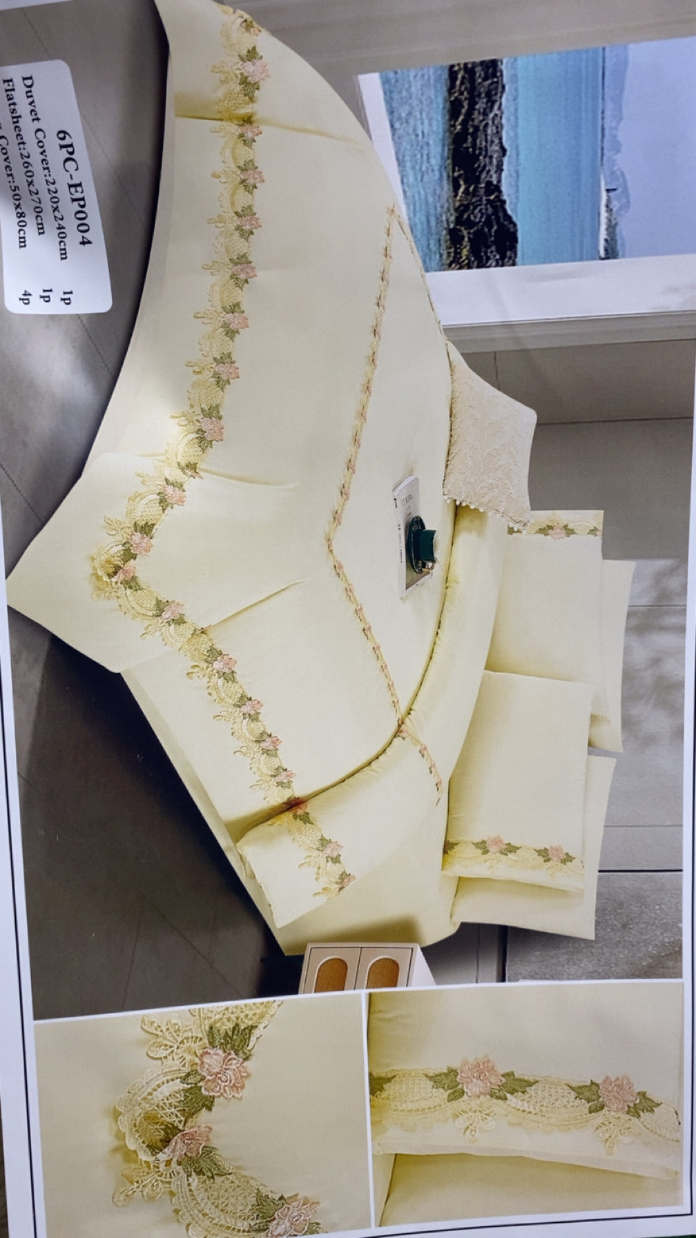 Drap mcharoussi avec Dentel 6 pièces