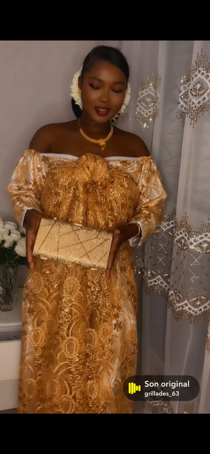 Robe avc Salouva épaule dénudé avc sequin 🥰✨